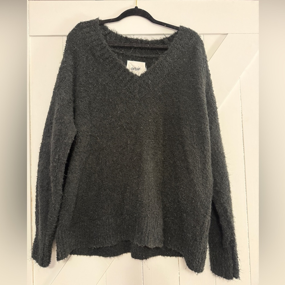 Aerie Cozy Black V-Neck Sweater